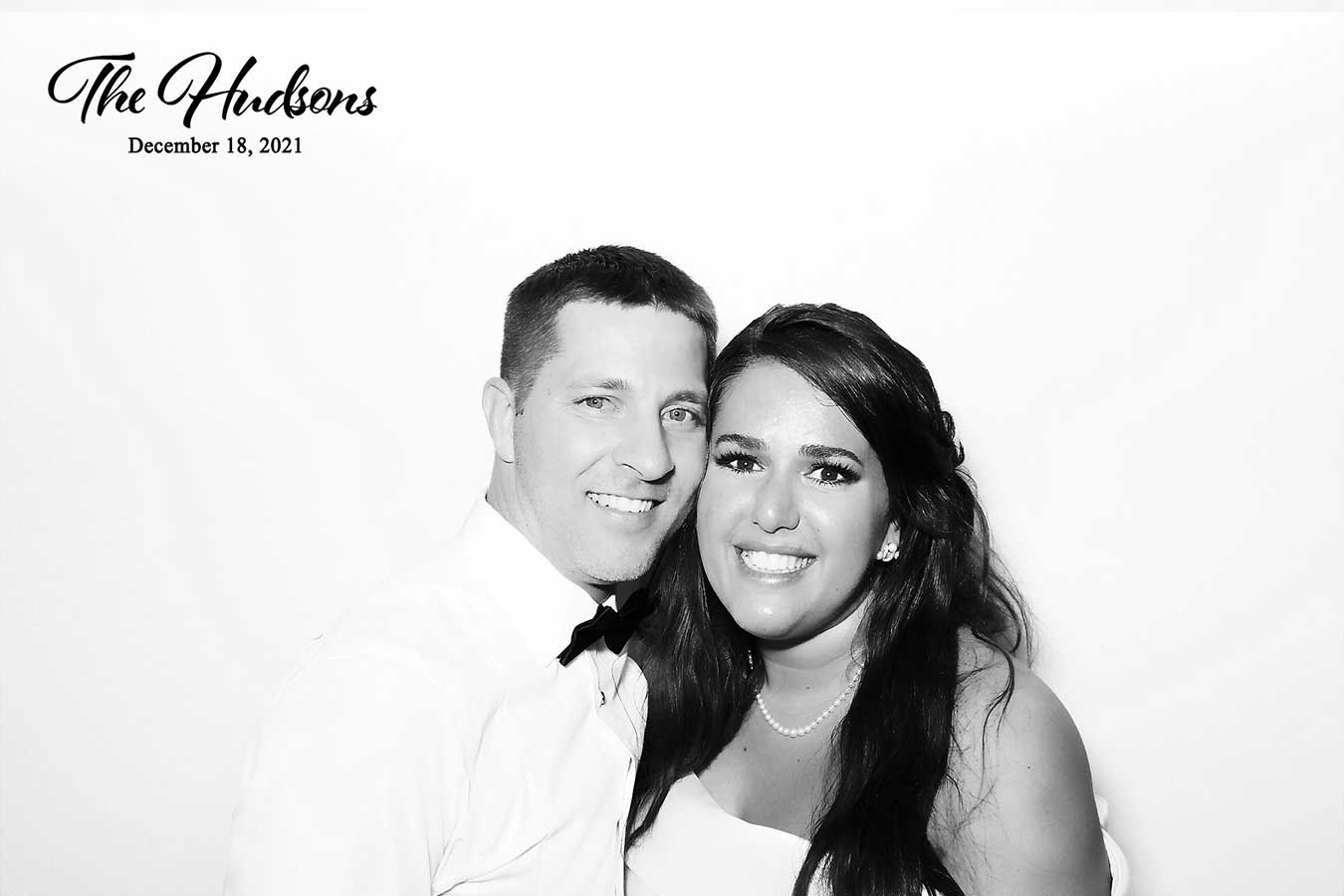 Glam Booth black and white photo of a couple smiling